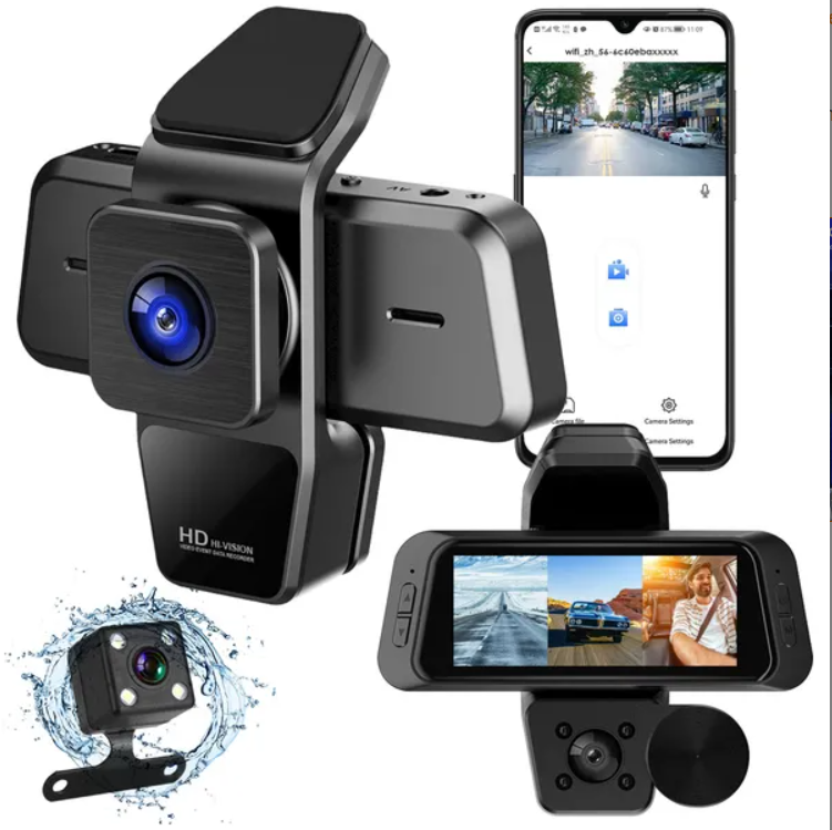 Triple-channel 1080P Dashcam with Phone Holder KageShop